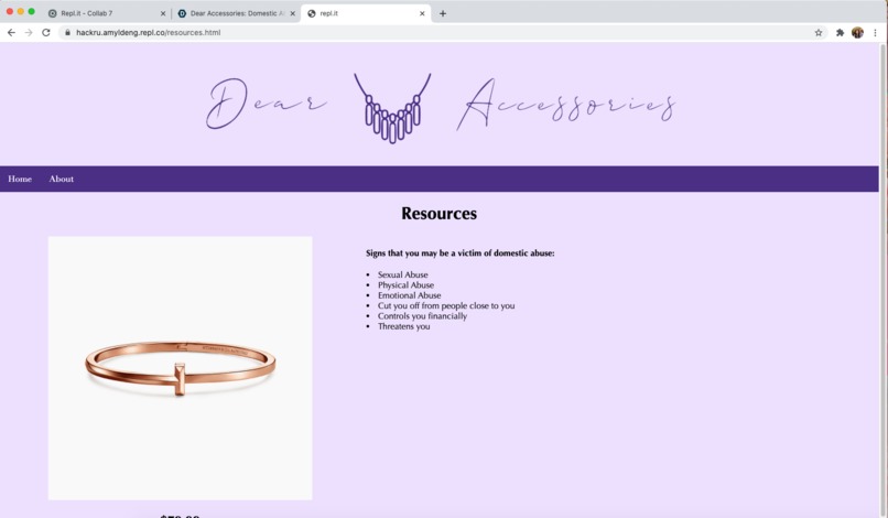 Dear Accessories: Domestic Abuse Info Website – screenshot 4