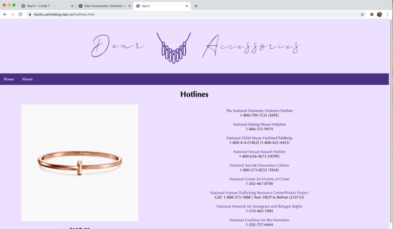 Dear Accessories: Domestic Abuse Info Website – screenshot 3