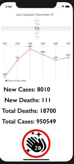 Covid-19 app – screenshot 1