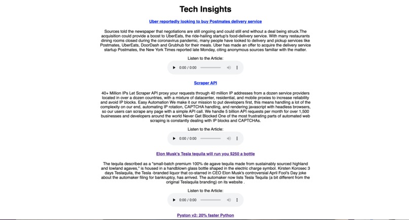 tech-insights - simplified news site for busy technologists – screenshot 1