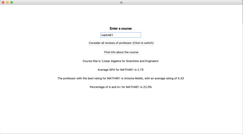 UMD Course Directory – screenshot 1