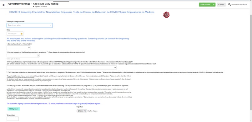Construction CoVid Screening and Control – screenshot 1