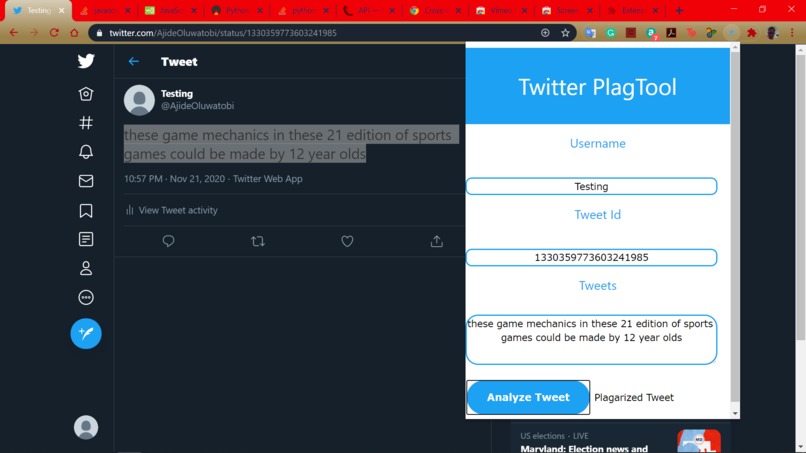 Twitter PlagTool – screenshot 2