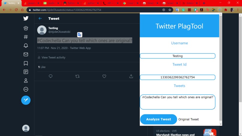 Twitter PlagTool – screenshot 3