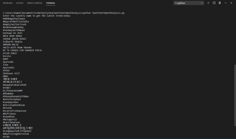 AnyCountryTweetAnalysis – screenshot 1
