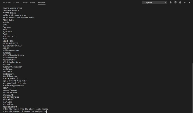 AnyCountryTweetAnalysis – screenshot 2