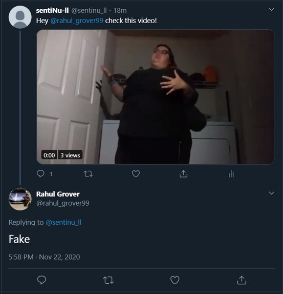 Identifying deepfake videos on Twitter – screenshot 1