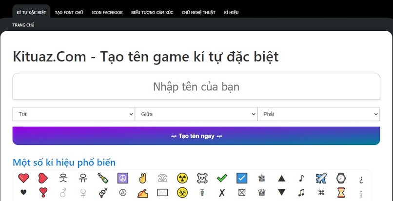 kí tự đặc biệt - kituaz.com – screenshot 1