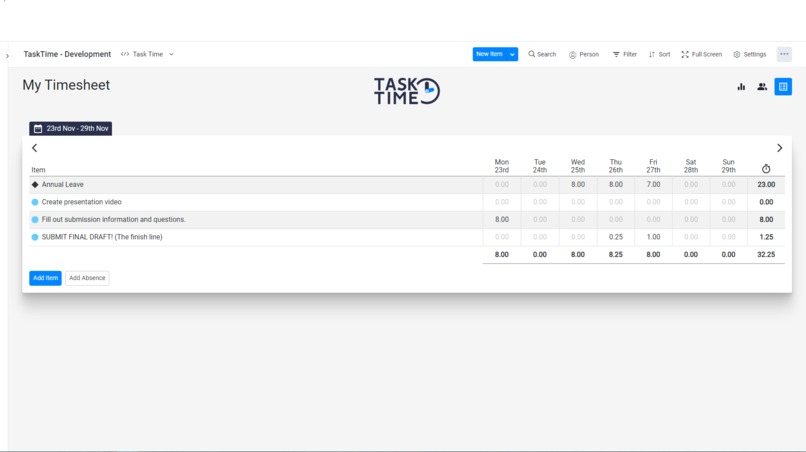 TaskTime – screenshot 1