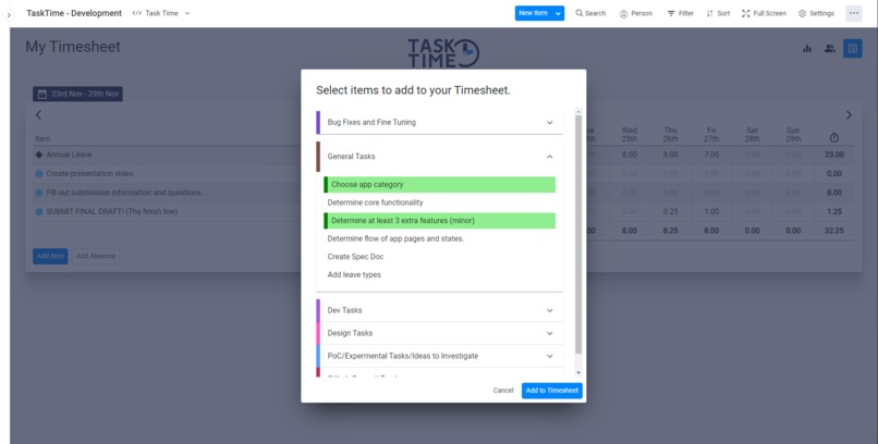 TaskTime – screenshot 2