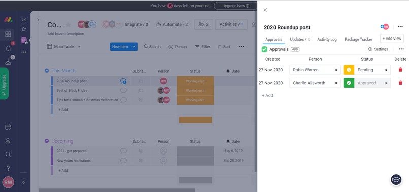Approvals – screenshot 1