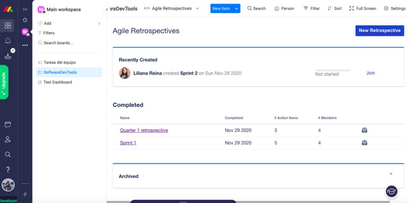 Agile Retrospectives for Monday – screenshot 2