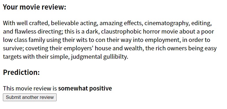 Sentiment Predictor for Movie Reviews – screenshot 1