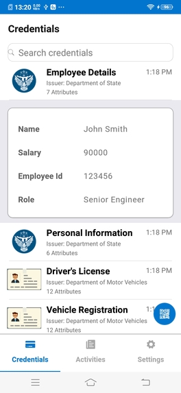 Persistent Verifiable Credentials – screenshot 1