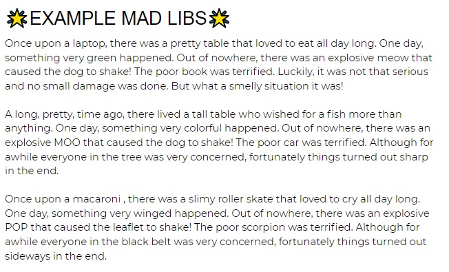 Mad Libs Mania – screenshot 1