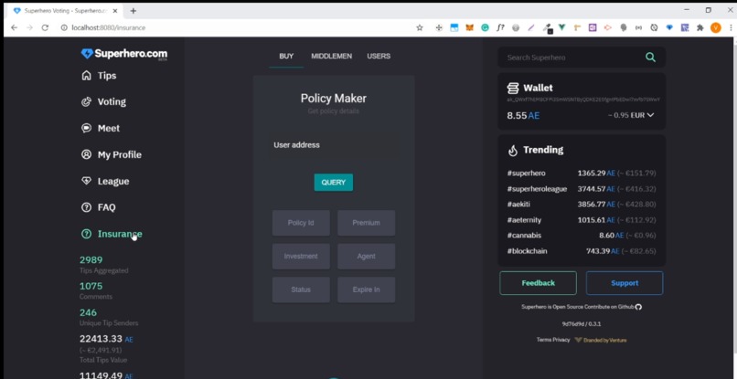 Decentralized Insurance On Aeternity Blockchain – screenshot 1