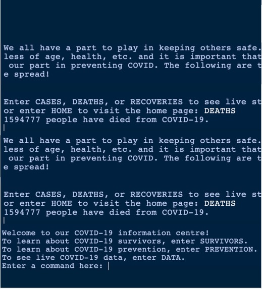 COVID-19 information centre – screenshot 1