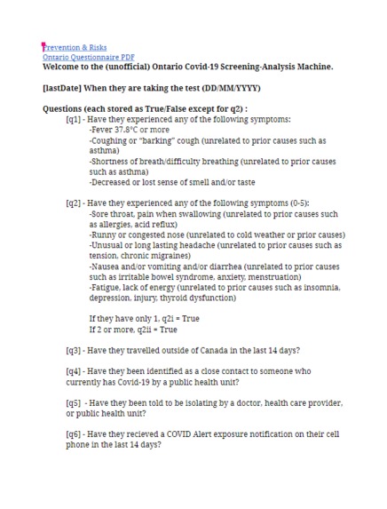 Ontario Covid-19 Screening-Analysis Machine – screenshot 2