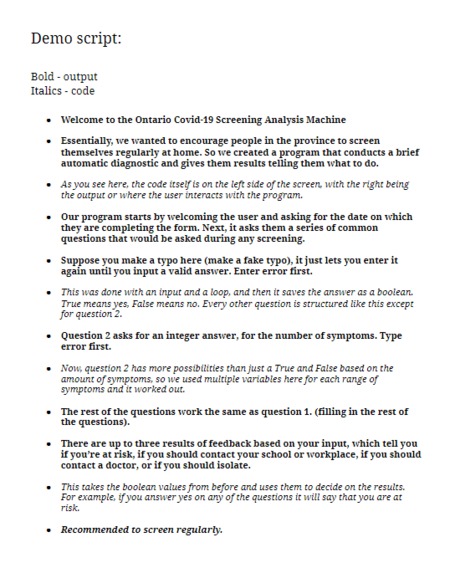 Ontario Covid-19 Screening-Analysis Machine – screenshot 4