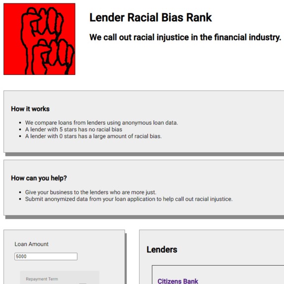 Lender Racial Bias Rank – screenshot 2