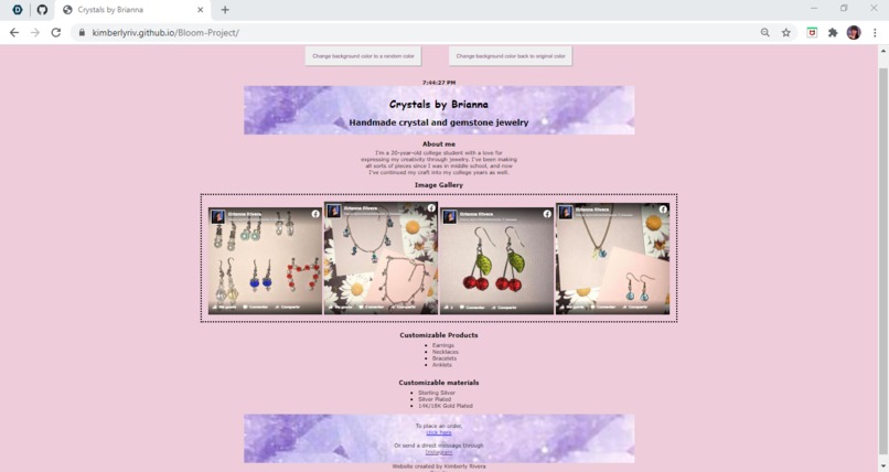 Small Business Website: Crystals By Brianna – screenshot 1