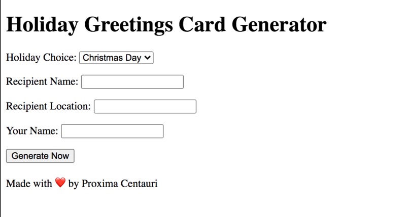 Holiday Greetings Card Generator – screenshot 1