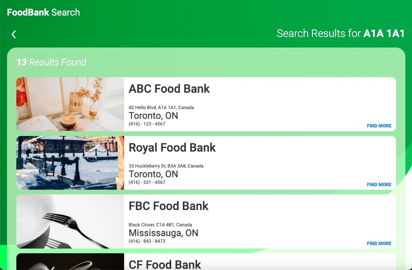 FoodBank Search – screenshot 1