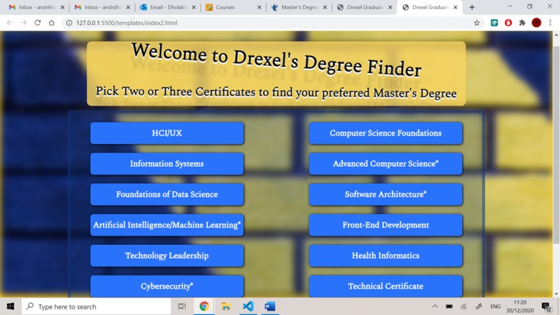 Master's Degree Finder - Web App - Drexel University – screenshot 1