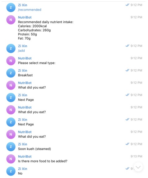 NutriBot – screenshot 2