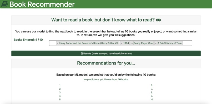 Book Recommender System  – screenshot 1