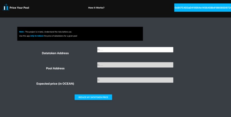 Re-price Your Datatokens in Pools – screenshot 1