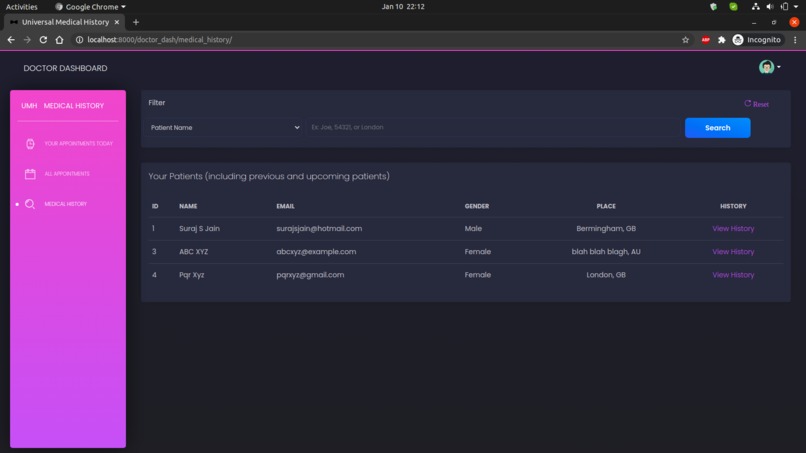 Universal Medical History (UMH App) – screenshot 8