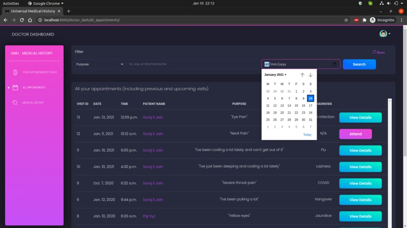 Universal Medical History (UMH App) – screenshot 9