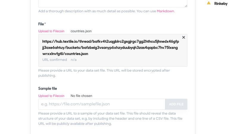 Filecoin / Ocean market integration – screenshot 3
