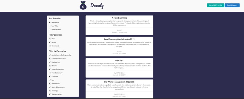 Dounty - a data bounty marketplace – screenshot 2