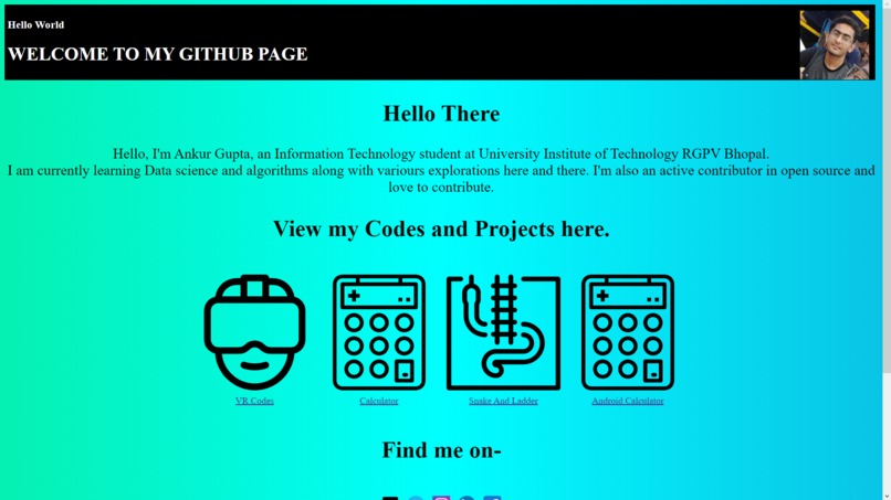 Creating a website using Github Pages – screenshot 1