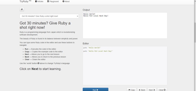 Hello World in a new language – screenshot 1
