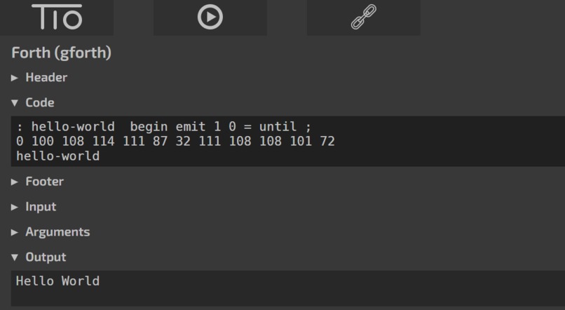 Forth Hello World – screenshot 1