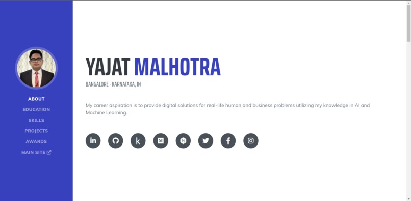 My Personal Portfolio on Github pages  – screenshot 1