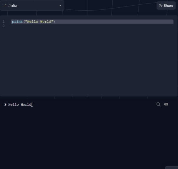 hello world in julia – screenshot 1