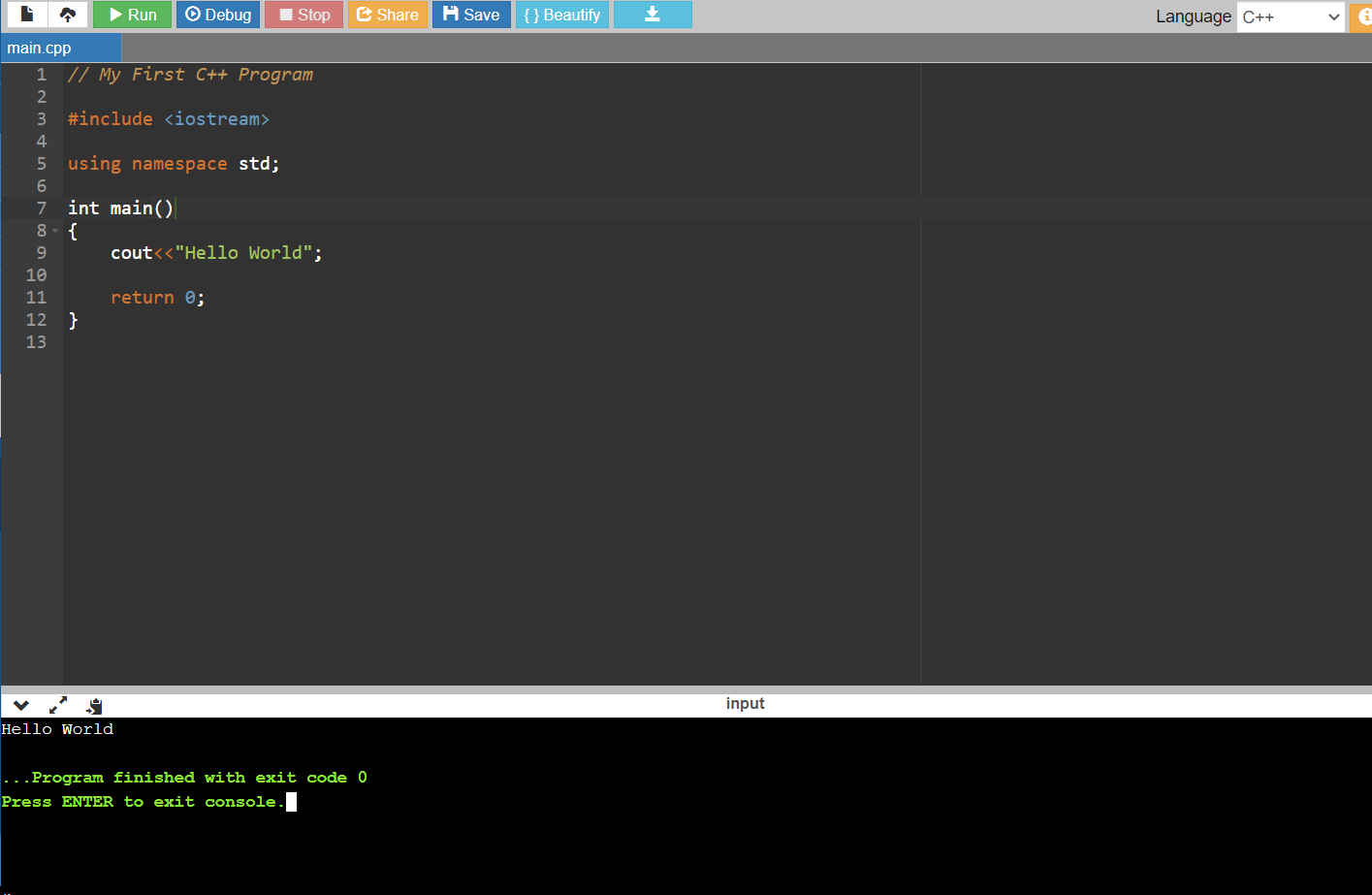 Hello, World in a New Language C++ | Devpost