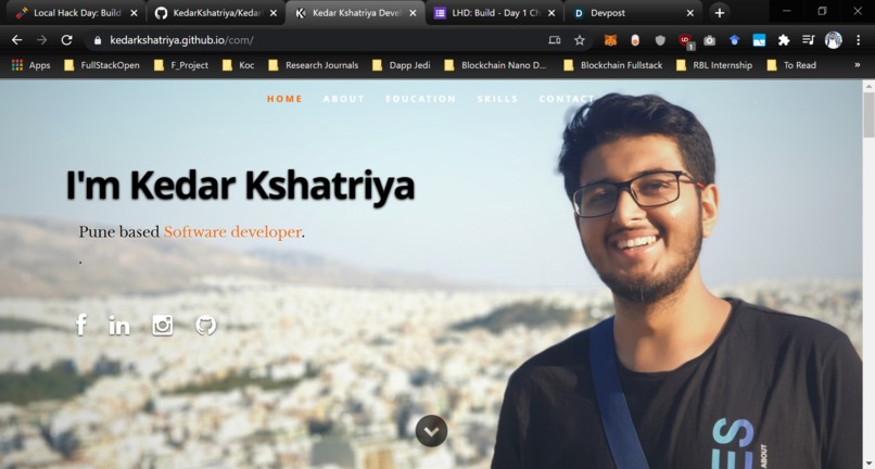 My personal portfolio website – screenshot 1