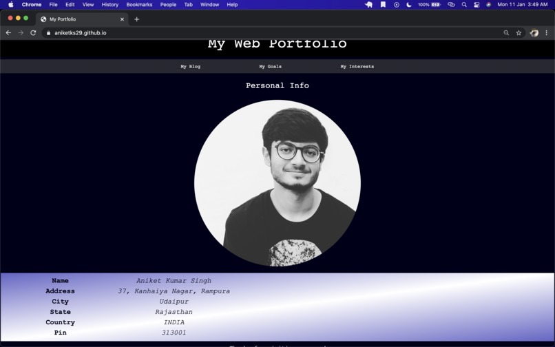 A Portfolio website – screenshot 1