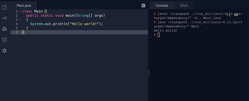 Hello World in New language using Java – screenshot 1