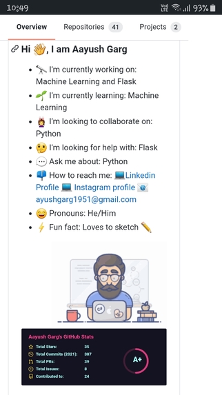 Updated Github Profile – screenshot 1