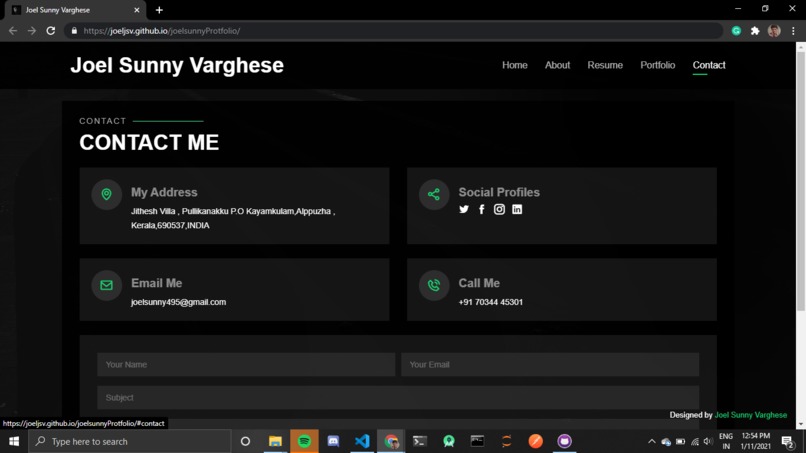 Joels Personal Website – screenshot 1