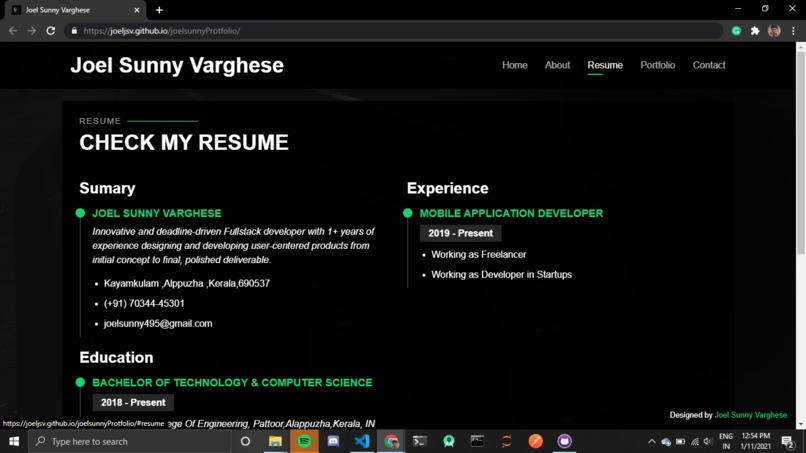 Joels Personal Website – screenshot 2