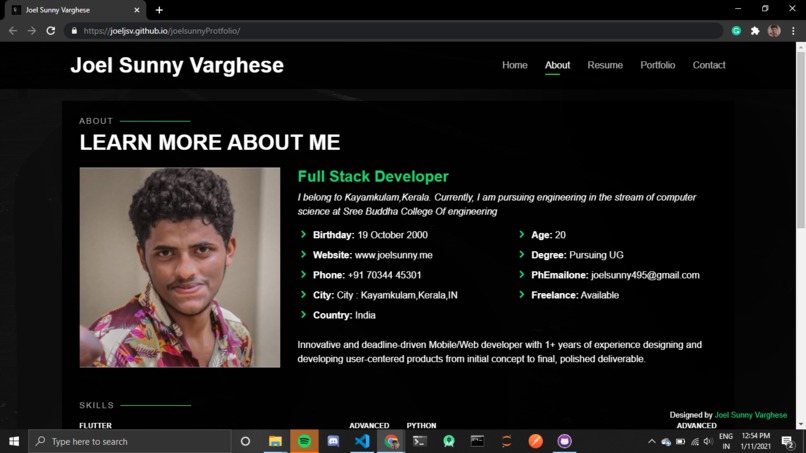 Joels Personal Website – screenshot 4