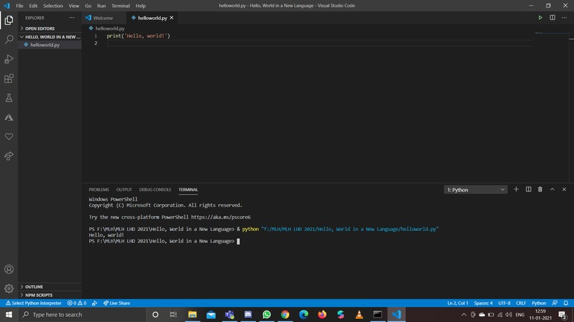 Hello, World in a New Language – screenshot 1