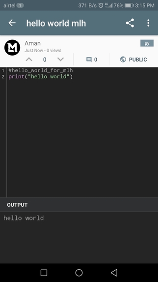 hello world in New language – screenshot 1
